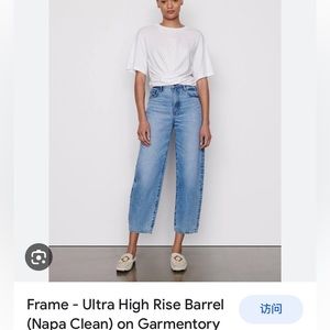Frame denim Ultra high rise barrel  in Napa clean